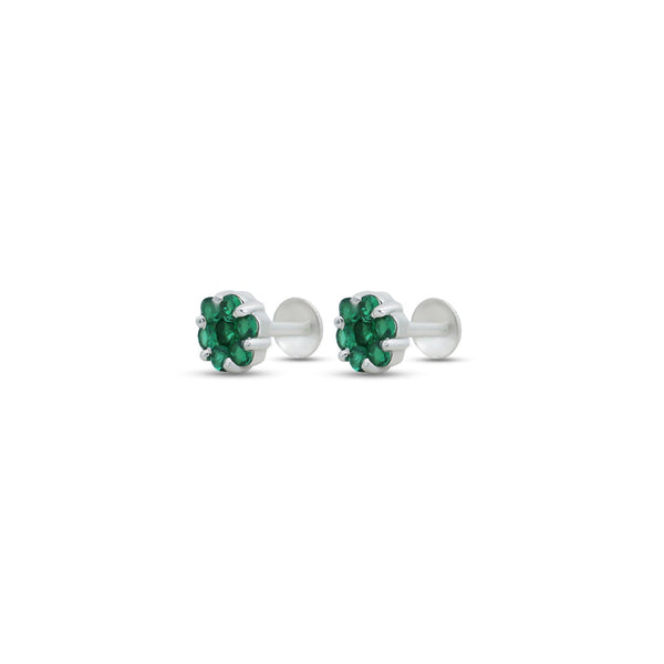 Green Gemstone Stylish Silver Earrings - Aggarwal jewels