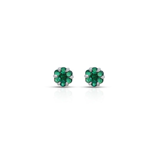 Green Gemstone Stylish Silver Earrings - Aggarwal jewels