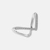 Chevron diamond ring with pave stones on a polished metal band