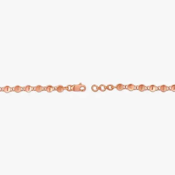 18kt rose gold charm bracelet with bead links and clasp end detail