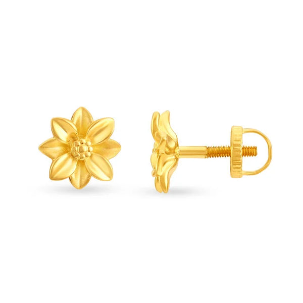 Contemporary Floral Alluring Gold Stud Earrings - Aggarwal jewels