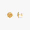Gold petal-layer stud earrings, side view showing post and back clasp