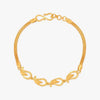 Gold bracelet with textured oval links and small clasp detail, yellow gold tone