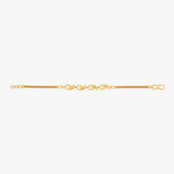 Gold bracelet chain with round links and spring clasp, yellow gold tone