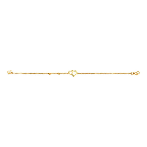 Winsome Dual Heart Gold Bracelet - Aggarwal jewels