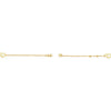 Gold heart bracelet with heart motif and clasp-side end link details