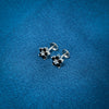 Classic Flower Design Black Stone Silver Earrings - Aggarwal jewels