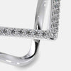 Chevron diamond ring with rows of round pave diamonds on the band