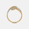 Gold open band ring with oval diamond frame and pavé accents