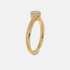 Yellow gold ring with diamond cluster top and slim rounded side profile
