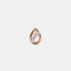 Rose gold teardrop hoop earring with diamond pavé band, angled view