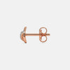 Rose gold stud earring with diamond pavé rim, post and clasp visible