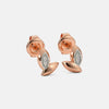Rose gold stud earrings with oval diamond accents and butterfly backs