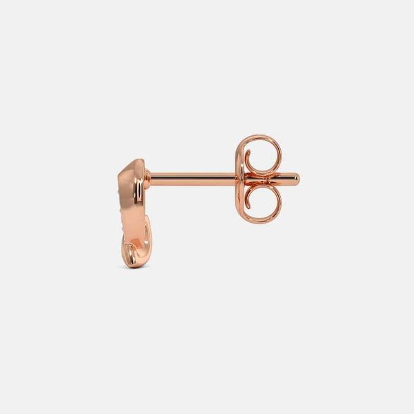 Rose gold stud earring post with round back detail and oval face