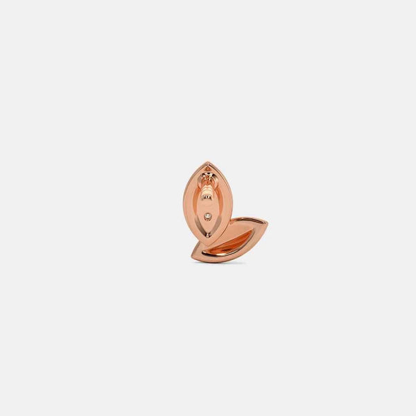 Rose gold multi-stud earring with oval top plate and curved lower element