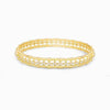 Gold bangle bracelet, oval openwork lattice with clear stone border