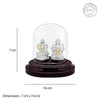 Silver Lakshmi and Ganesha idol under glass dome, 925 stamp, 7.6 cm.