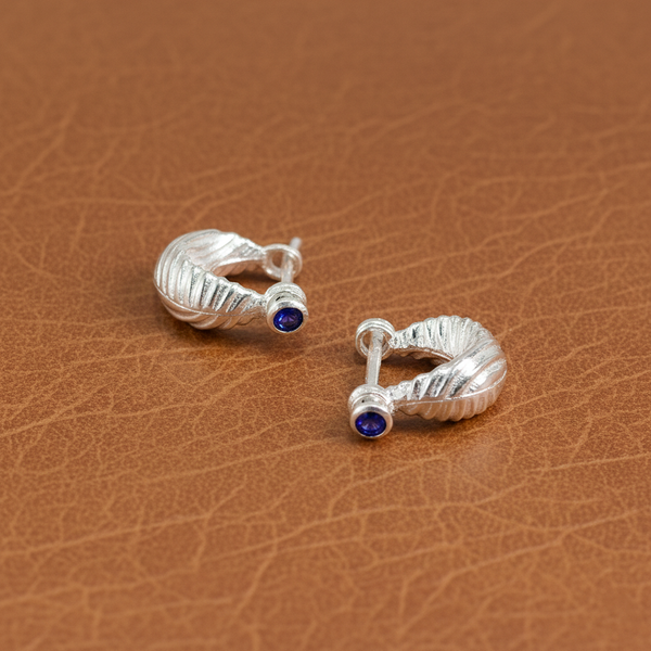 Royal Stone Textured Silver Bali For Boys - Aggarwal jewels