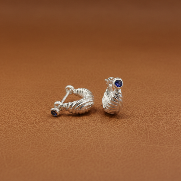 Royal Stone Textured Silver Bali For Boys - Aggarwal jewels