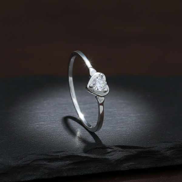 Silver Heart Solitaire Ring for Women - Aggarwal jewels