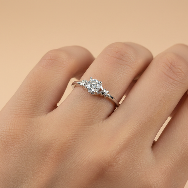 Minimal Diamond-Look Silver Ring - Aggarwal jewels