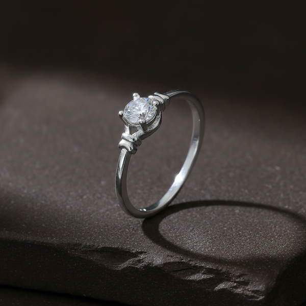Minimal Diamond-Look Silver Ring - Aggarwal jewels
