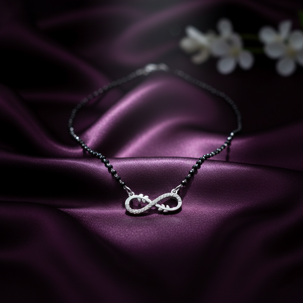 Leaf Infinity Silver Mangalsutra - Aggarwal jewels