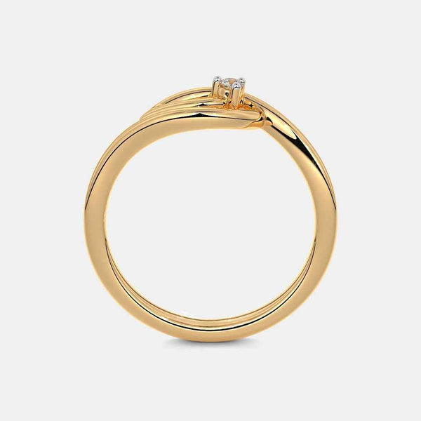 Gold ring band with small diamond setting on top