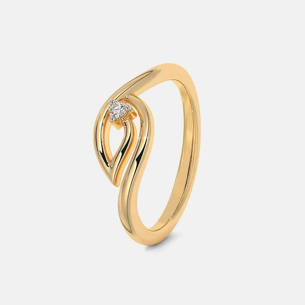 Gold ring with open heart design and small diamond at the center