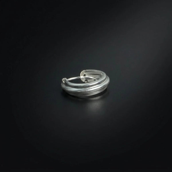 Dual Line Silver Bali for Men – Textured Hoop Earrings - Aggarwal jewels