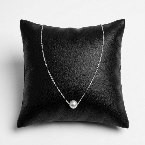 Silver Pearl Stud Earrings with Matching Pearl Pendant Necklace - Aggarwal jewels