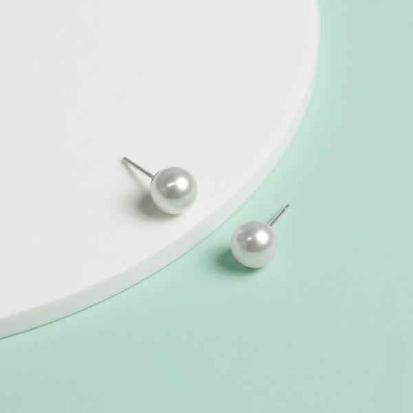 Silver Pearl Stud Earrings with Matching Pearl Pendant Necklace - Aggarwal jewels
