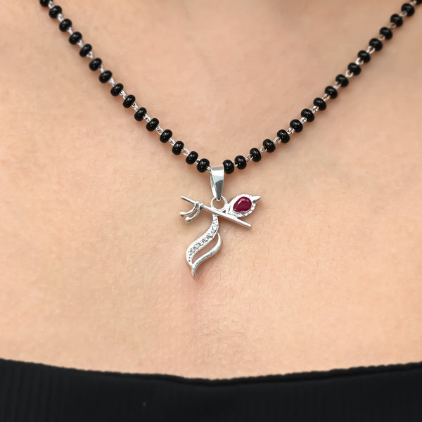 Silver Flute Pendant Intricate Modern Design - Aggarwal jewels