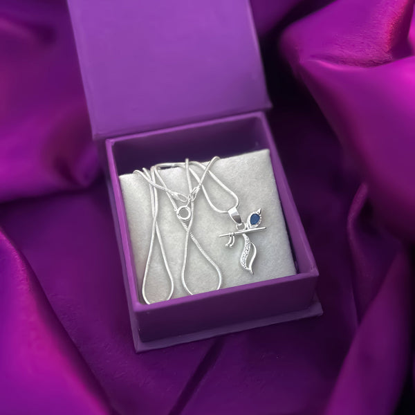Silver Flute Pendant Intricate Modern Design - Aggarwal jewels