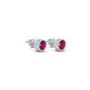 Beautiful Round Pink Stone Silver Earrings - Aggarwal jewels