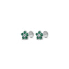 Flower Design Green Stone Silver Earrings - Aggarwal jewels
