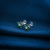Flower Design Green Stone Silver Earrings - Aggarwal jewels