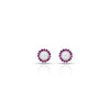 ilver Small Pink Stone on Edge Flower Design Earrings for Girls - Aggarwal jewels