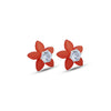 Orange Flower Silver Earrings with American Diamond Center - Aggarwal jewels