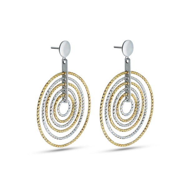Elegant Dual-Tone Spiral Silver Drop Earrings - Aggarwal jewels