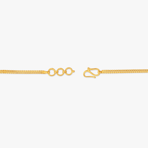 Gold bracelet clasp and vine charm links with small round hoop accents