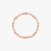 Rose gold link bracelet with small round interlocking links and clasp