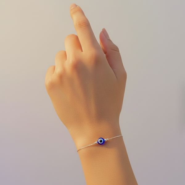 Couple Combo Love & Protection Silver Evil Eye Duo Bracelet - Aggarwal jewels