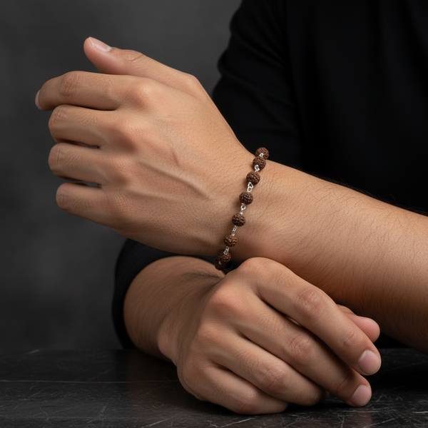 Shiv Aura Rudraksha Bracelet Sterling Silver Spiritual Bracelet - Aggarwal jewels