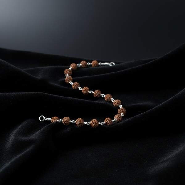 Shiv Aura Rudraksha Bracelet Sterling Silver Spiritual Bracelet - Aggarwal jewels