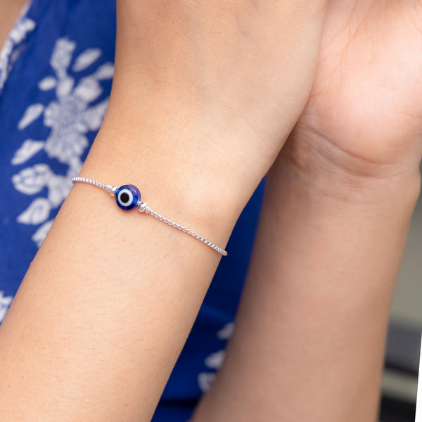 Silver Evil Eye Bracelet Stylish Protection Charm for Everyday Wear - Aggarwal jewels