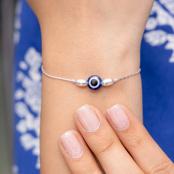 Evil Eye Silver Wrist Charm - Aggarwal jewels