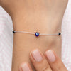 Silver Blue Evil Eye Protection Adjustable Bracelet - Aggarwal jewels