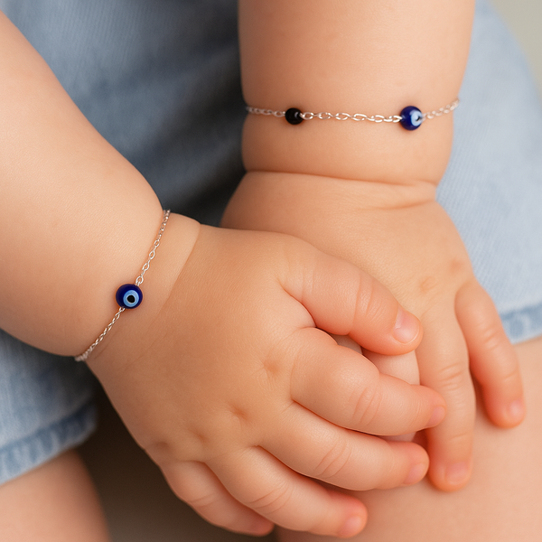 Silver Blue Evil Eye Protection Adjustable Bracelet - Aggarwal jewels