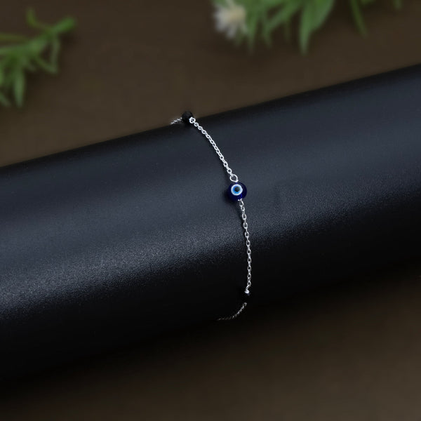 Silver Blue Evil Eye Protection Adjustable Bracelet - Aggarwal jewels